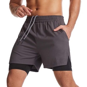 Nouvellement fabriqué personnalisé 100% coton Gym course Jogging Shorts motif solide décontracté poche musculation 2 1 Shorts prix pas cher - Product Image 3
