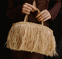 Sac fourre-tout en paille bohème fait à la main avec franges, sac à main écologique naturel, sac à main d'été pour femmes, vente en gros du Vietnam