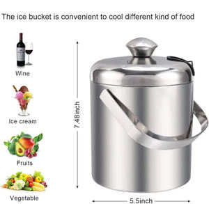 แบบพกพาขนาดเล็กฉนวนถังสแตนเลสห้องพักโรงแรมถังน้ําแข็งขวดเครื่องดื่มคูลเลอร์พร้อมฝาปิด Tong ของขวัญ - Product Image 5