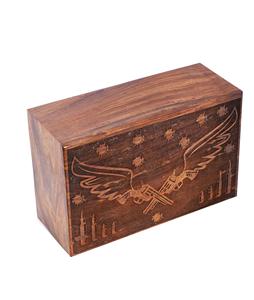 Revólver de alas de Ángel hecho a mano, urnas de cremación de madera para cenizas humanas, caja de urna funeraria grande para adultos (250 LB-Bala de palisandro) - Product Image 4
