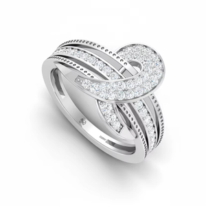 แหวนทองคำ 14K ประดับเพชรแท้ 54 เม็ด น้ำหนัก 0.40 กะรัต ดีไซน์หรูหราสำหรับสุภาพสตรี - Product Image 1