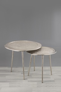 Design luxueux argent Antique avec manteau de poudre de couleur noire métal coupe ronde travail forme Design Table basse pour salon - Product Image 3