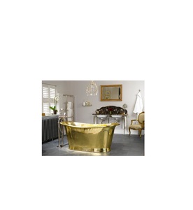 Bañera de latón rústico hecha con metalistería tradicional para hogares que buscan ambiente y decoración de baño vintage - Product Image 5