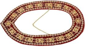 Collar de Cadena con Pedrería Masónica SHRINER, Dorado sobre Terciopelo Rojo, Calidad Premium Dorada, Regalo para Masón/Masonería - Product Image 2