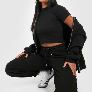 Conjunto de chándal de mujer de talla grande de invierno de 3 piezas de calidad superior con pantalones de chándal y Sudadera con capucha a prueba de viento y secado rápido - Product Image 3