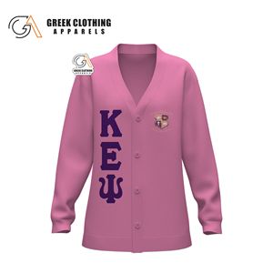 Wholesale Custom Fraternity Kapa Epsilon Psi Greek Organization <b>Cardigan</b> Varsity Letter Sweater With Embroidery Patches Jacquard - Product Image 3