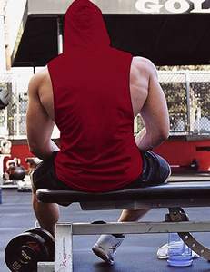 Mens sleeveless fitted workout <b>hoodie</b> <b>gym</b> fitness wear built for bodybuilding training performance - Product Image 2
