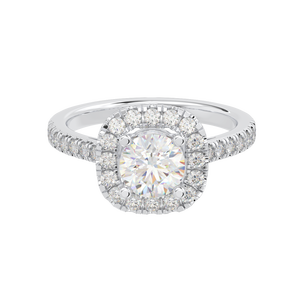 แหวนหมั้นรัศมีทองคำขาว10K แบบกำหนดเองเครื่องประดับอัญมณีชั้นดีชุบโรเดียมหินเพทายสำหรับงานแต่งงาน - Product Image 6