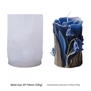 Stampo in <span class=keywords><strong>silicone</strong></span> 3D VM19 per candele a pilastro floreali, con motivo a rilievo a forma di giglio della valle e tulipano, per cera profumata fai da te e gesso - Product Image 2