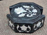 Ensemble de sous-verres en marbre naturel, modernes, durables, personnalisables, fabriqués à la main, imprimés UV, résistants à la chaleur, protection de table, promotionnels pour la maison