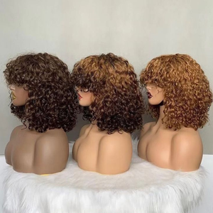 Perruque en promotion, mèches blondes miel et marron foncé, bouclée, pré-épilée, transparente, avec dentelle frontale 13x4, en cheveux indiens vierges - Product Image 5