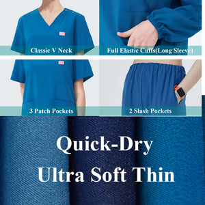 Short Sleeve <b>Scrub</b> <b>Set</b> uniform with V-Neck Elastic Cuff stretchy Fabric - Product Image 3