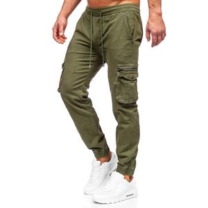กางเกงคาร์โก้ผู้ชายน้ำหนักเบาดีไซน์ตามสั่งกางเกงลำลองทำงานผ้าฝ้ายระบายอากาศได้มีหลายกระเป๋าเอวกลางทรงตรง - Product Image 1
