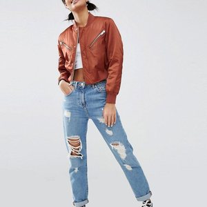 Chaqueta Bomber Corta de Poliéster para Mujer, Talla Grande, Personalizada OEM, Resistente al Viento, Transpirable, Ecológica, con Cierre, Lisa, Teñida - Product Image 6