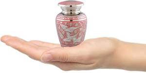 Urna de cremación de recuerdo de pájaros rosas para cenizas con caja en forma de corazón Mini urna hecha a mano Las mejores urnas decorativas Suministros funerarios - Product Image 4