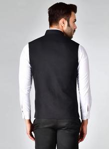 Gilet noir pour homme de qualité supérieure, élégant, coupe ajustée, sans manches, veste formelle pour les fêtes, les mariages et les tenues professionnelles, au meilleur prix - Product Image 2