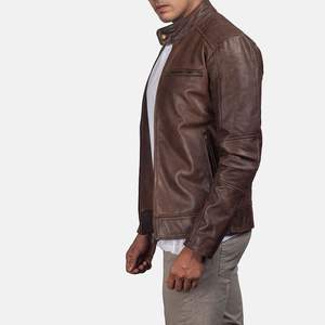 Blouson en cuir pour homme personnalisé, de haute qualité, style bomber, décontracté, hiver, col montant, respirant, OEM 2025, 380 GSM - Product Image 3
