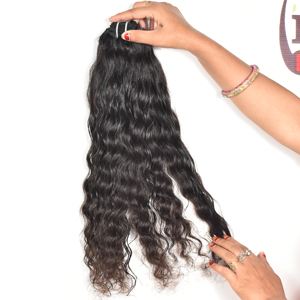 Cabello Humano Indio Virgen Natural de la Mejor Calidad, Sin Procesamiento Químico, Barato, en Paquetes Ondulados, con Cutícula Alineada - Product Image 2