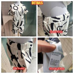 Conjunto de Dos Piezas de Punto para Mujer, Primavera, 100% Algodón, Informal, Manga Corta, Secado Rápido, Estampado, Blusa con Cuello Redondo - Product Image 4