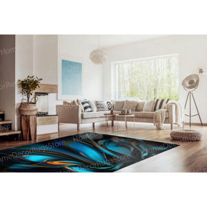 Printed <b>Rug</b>: Abstract Blue And Orange Art <b>Rug</b>, Modern, Colorful, Personalized,With Pile Soft <b>Rug</b> - Product Image 3