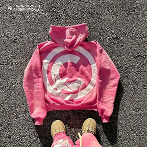 Zip up Hoodie Hombres Custom Distressed Applique Patch Bordado Vintage Acid Washed Men Hoodies - Product Image 2