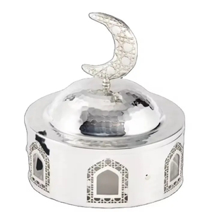 Chauffe-plats en métal argenté élégant pour les mariages arabes du Golfe Parfait pour les casseroles et les casseroles servant sur la table - Product Image 5