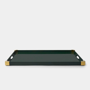 Plateau élégant en laque verte, finition riche en teintes, plateau de service décoratif laqué, indispensable pour la décoration du salon, fabriqué au Vietnam - Product Image 1