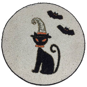 Cat <b>Beaded</b> Christmas Table Mat Handmade <b>Beaded</b> Embroidery Coasters and <b>Placemats</b> for Festive Holiday Dining and Cute Seasonal - Product Image 1