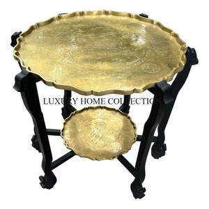 Meubles de chambre à coucher Table d'appoint marocaine Meubles en métal et en bois de forme ronde de la plus grande qualité Table d'appoint marocaine à vendre - Product Image 3