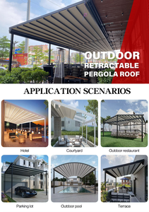 Pergola rétractable en aluminium <span class=keywords><strong>avec</strong></span> toit coulissant pour l'ombrage du soleil, grande taille commerciale, pour restaurants, boutiques, cafés, pubs, bars - Product Image 6