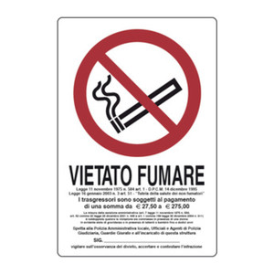 Targa Vietato Fumare L.311/1 180x120 mm - Product Image 1