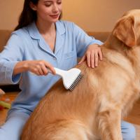 Peigne à démêler pour animaux de compagnie en gros, lame en acier inoxydable 304 + manche ergonomique en ABS pour l'élimination des poils emmêlés des chats et des chiens