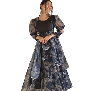 Último diseñador Anarkali Vestido por Fab Zone alta calidad Faux Georgette Digital impreso Saree Salwar para mujeres ocasión especial - Product Image 1