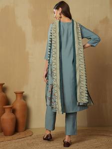 Kurta de seda pura regular para mujer con pantalones y con Dupatta, producto a granel, uso diario personalizado para mujer - Product Image 5