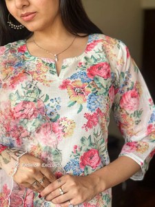 2024 recién llegados conjunto de Kurti Palazzo de algodón con estampado indio y pakistaní para mujer con alta calidad a precio barato - Product Image 3