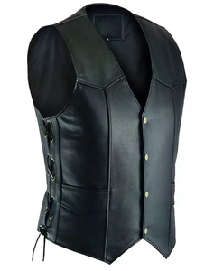 Chaleco de Motocicleta Casual Impermeable de Lona Negra Personalizado para Hombre con Cordones Laterales, Cierre de Cremallera, Calidad Premium, Hecho en Pakistán, OEM - Product Image 5