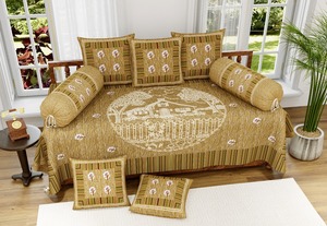 Drap de lit simple imprimé Sanganeri en coton Giza pour décoration intérieure élégante 8 pièces ensemble 1 + 2 + 5 ensemble Deewan en coton pour la maison et les cadeaux - Product Image 4