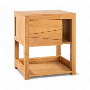 Muebles de baño de madera maciza de teca de diseño moderno, tocador de pie con lavabo individual, tocador de baño de teca para el hogar - Product Image 2