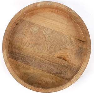 Bandeja de servicio de madera rústica, bandeja redonda decorativa de madera Vintage para centro de mesa, bandejas para velas, bandeja otomana de granja para Cocina - Product Image 1