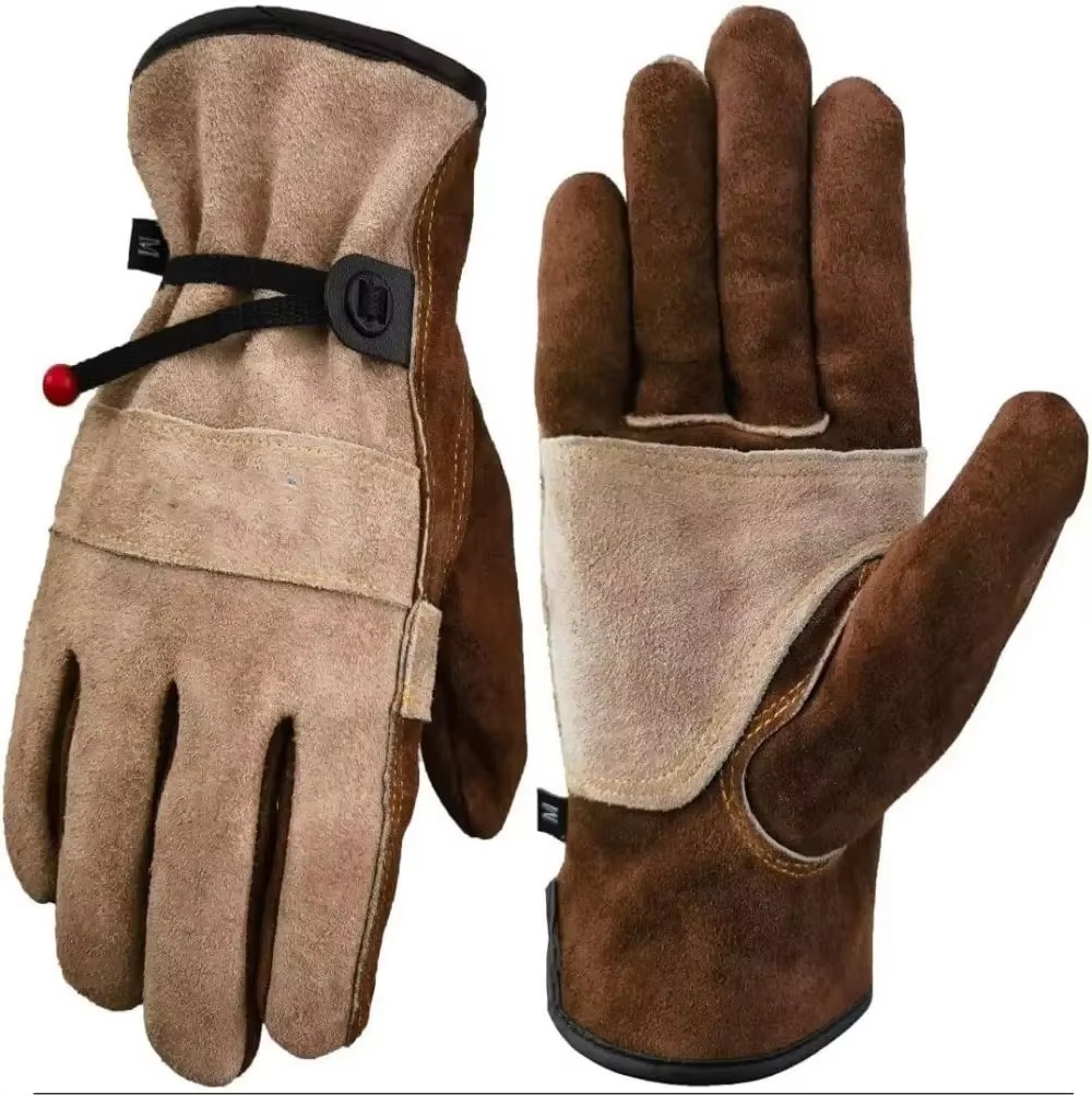 Cow Leather Welding Gloves Wear-resistant Heat Insulation Welding Half-leather Gloves Leather Welder Labor