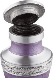 <b>Small</b> Cremation Keepsake Urn for Human Ashes Lavender and Silver Miniature Memorial Urn with Velvet <b>Case</b> - Product Image 6