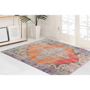 Tapis imprimé : Tapis délavé, Tapis rouges, Tapis oranges, Tapis Oushak, Tapis turc, Tapis en chenille - Product Image 3