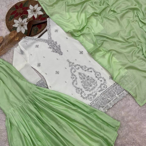 Nueva colección tradicional pakistaní lista para usar con lentejuelas bordadas Work Top-Sharara con Dupatta para fiestas - Product Image 1