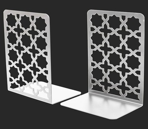 Black Metal Bookend Decorative Star Pattern <b>Desk</b> Book Holder Modern Tabletop Organizer For Office Home <b>Study</b> Shelf Use - Product Image 2