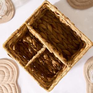 Water Hyacinth Indoor Storage Kitchen Cutlery Caddy <b>Basket</b> Handmade Storage <b>Basket</b> Wholesale eco-friendly Made in Vietnam - Product Image 4