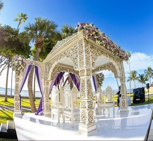 Juego de Mandap tallado en oro para boda india, decoración Shaadi de fibra artesanal de tendencia, el mejor Mandap cultural para eventos globales, eventos DST - Product Image 3