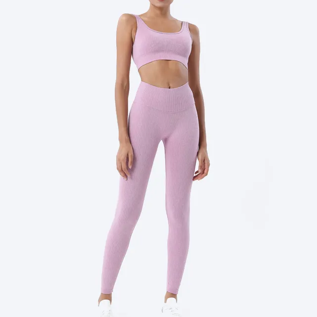 Vêtements de Sport personnalisés, ensemble de Yoga sans couture pour femmes, vente en gros, soutien-gorge de Sport et leggings, ensemble d'entraînement de Fitness