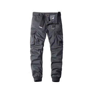 กางเกงคาร์โก้ทรงหลวมลำลองสำหรับผู้ชายเสื้อผ้าฝ้าย100% กลางเอวตรงสไตล์แฟชั่นชุดสวมภายนอกเอวยางยืดน้ำหนักเบา - Product Image 5