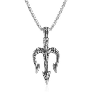 yunnique Pendentif Trident en Acier Titane Unique, Collier Homme Tendance Rétro Punk en Acier Inoxydable, Mode 24079 - Product Image 1