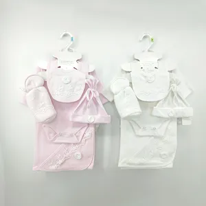 High Quality Interlock 100% Cotton 180g/M2 GSM Baby 6 PCS Clothes Set for Boy Newborn Baby Girl Gift Sets